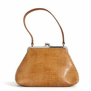 Nine West Faux Croc Frame Matching Cosmetic Pouch Handbag